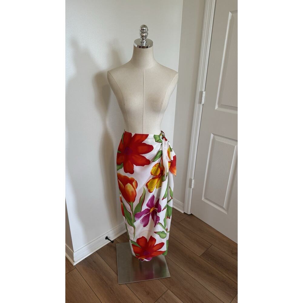 Vintage Patricia Jones Size 8 USA Tropical Wrap Skirt Highrise Colorful 80s 90s - Picture 14 of 16